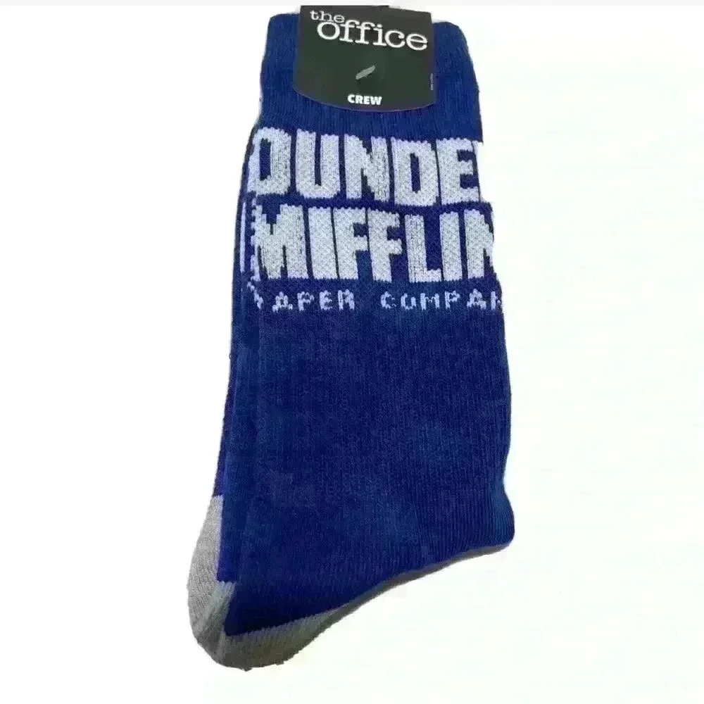 The Office Dunder Mifflin Paper Company NWT Mens Blue Crew Socks Size 10-13
